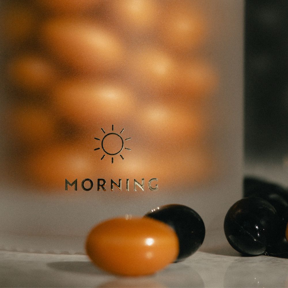 Close-up photo of Morning & Night Male bottle.