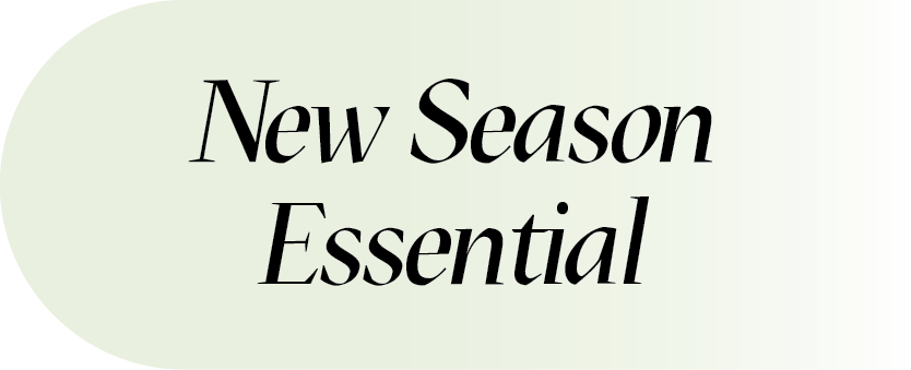 Text 'New Season Essential' on a light green background
