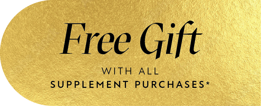 Lumity Free Gift badge – Gold texture background – Supplement promo message