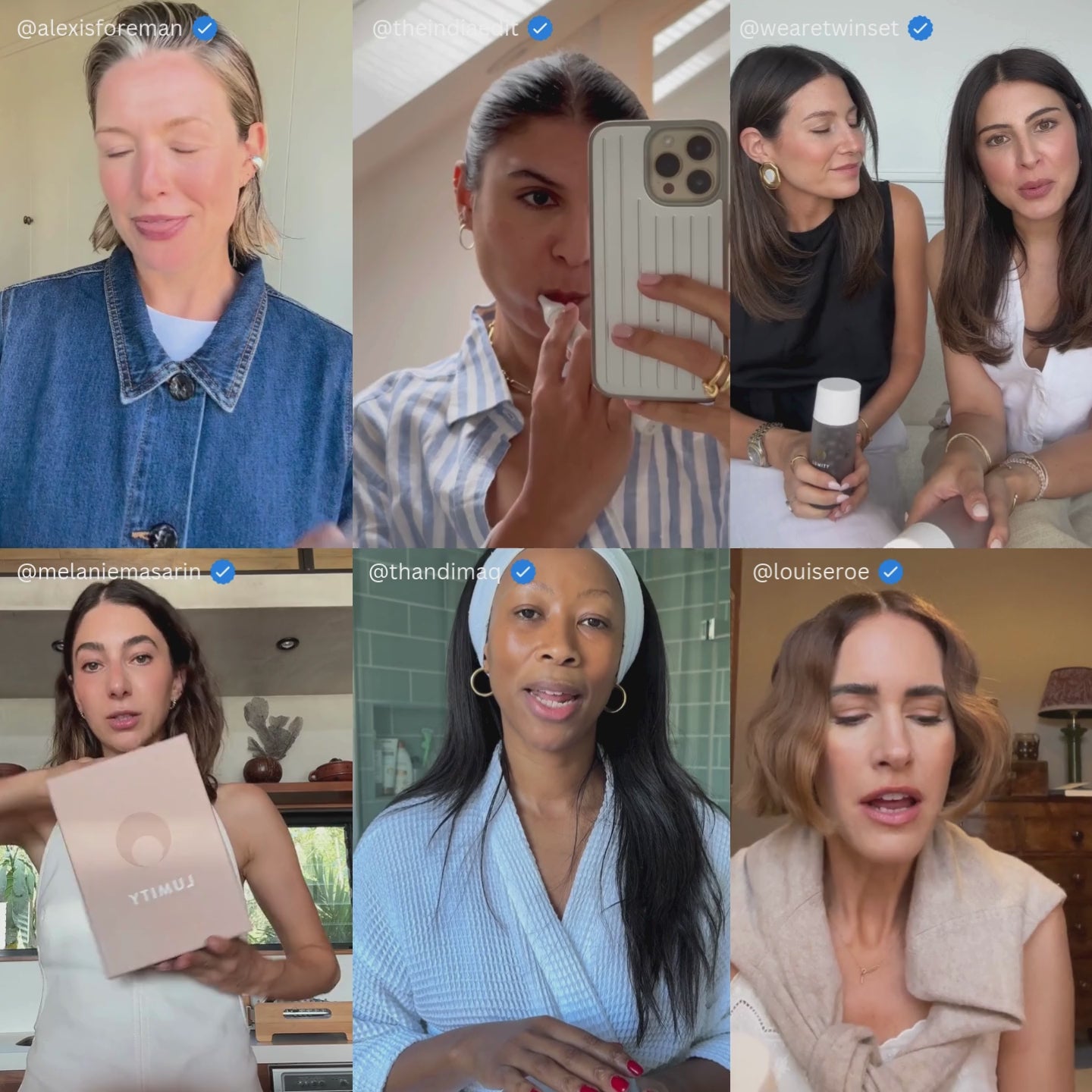 Video collage of influencers talking about Lumity supplements on social media