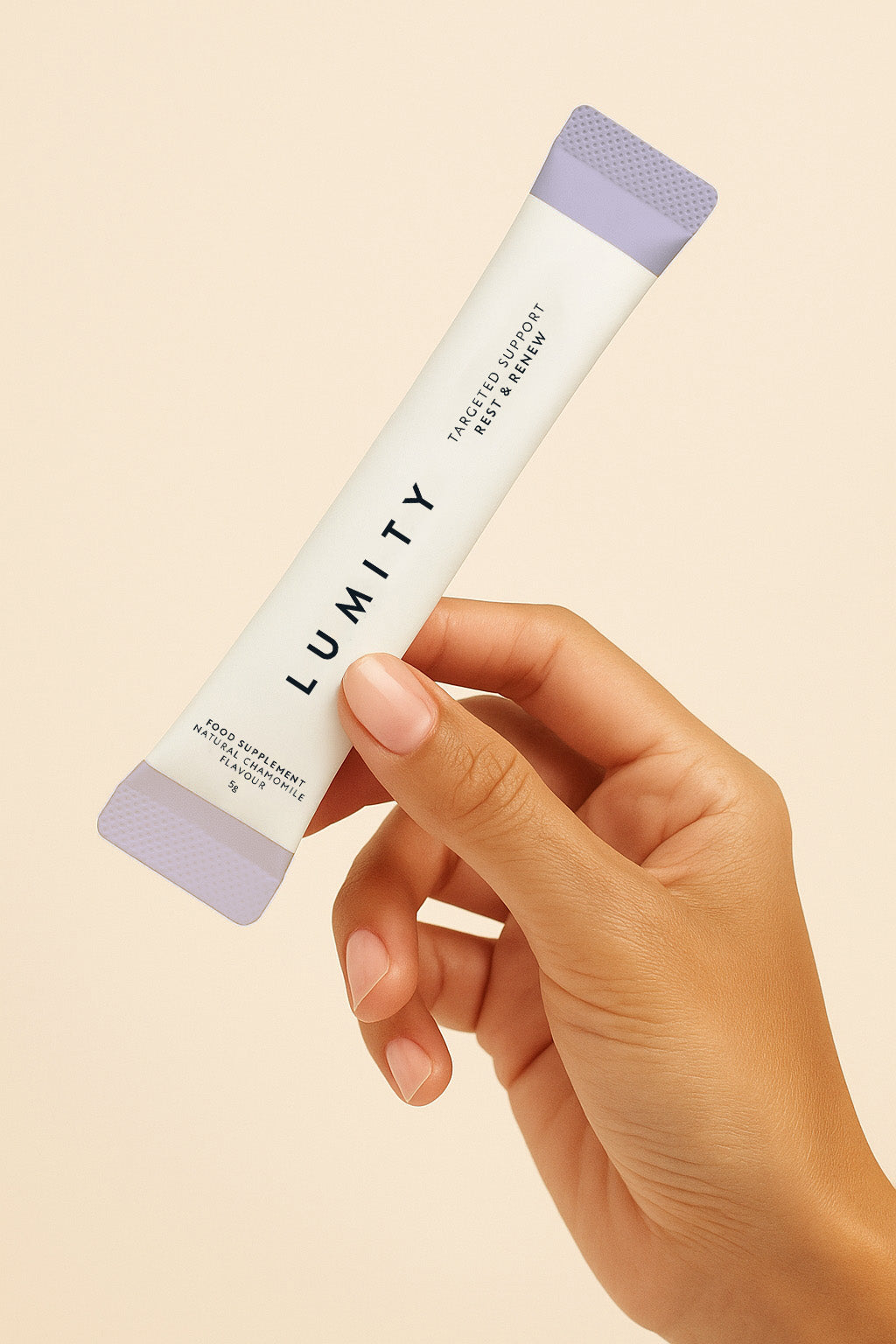 Hand holding Rest & Renew stick