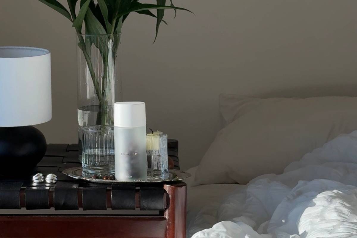 Night supplement on bedside table
