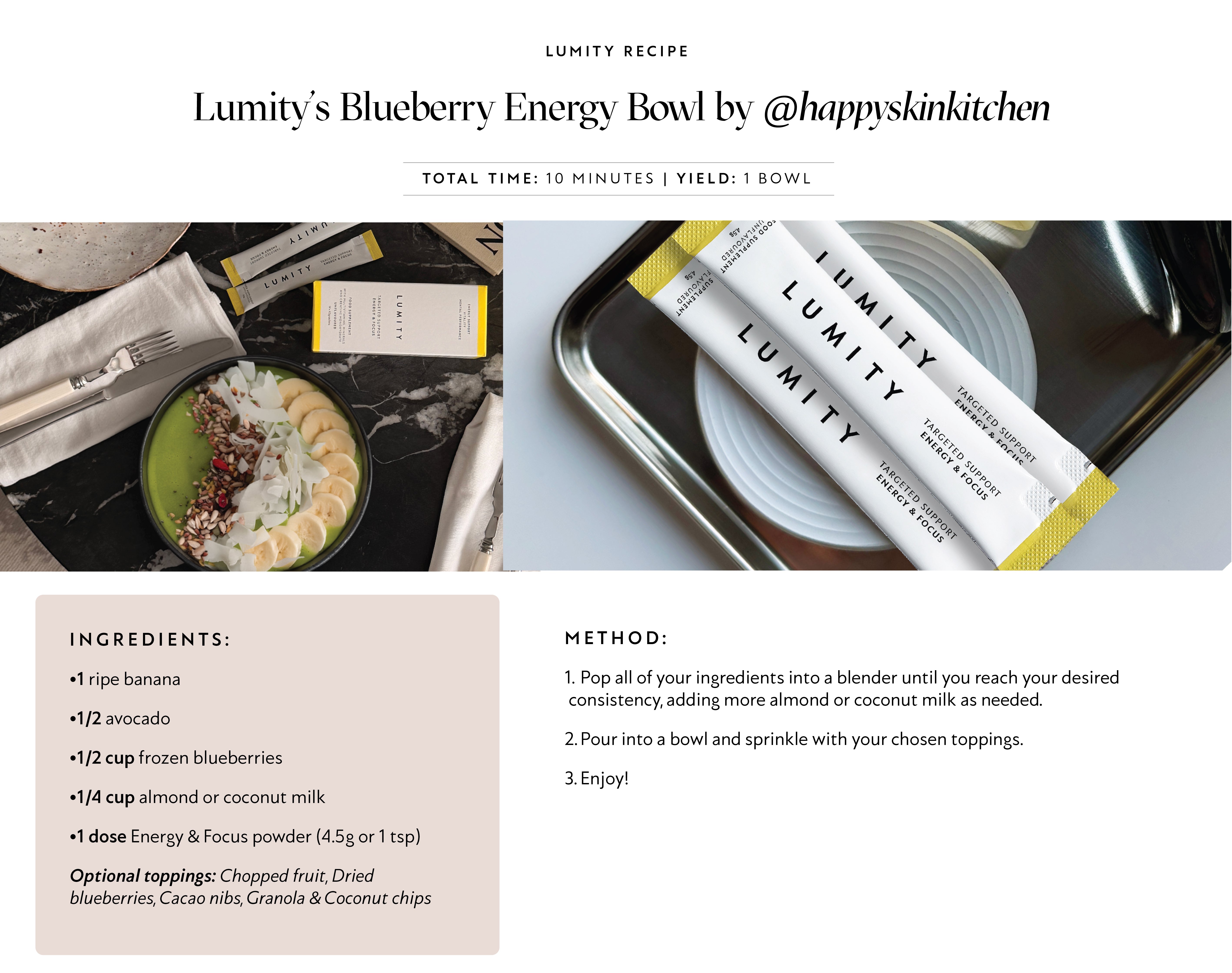 Lumity's blueberry energy bowl recipe