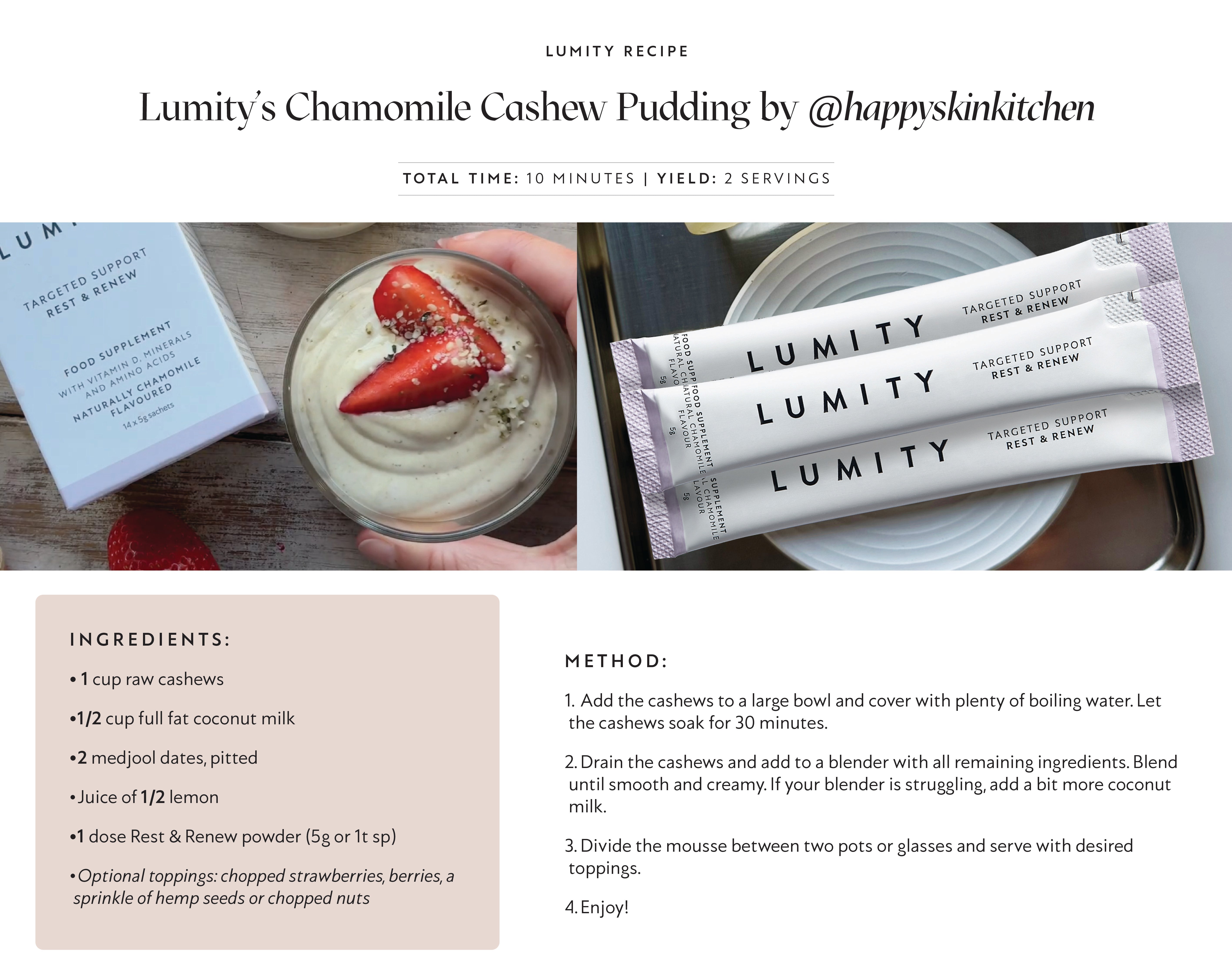 Recipe for chamomile cashew pudding