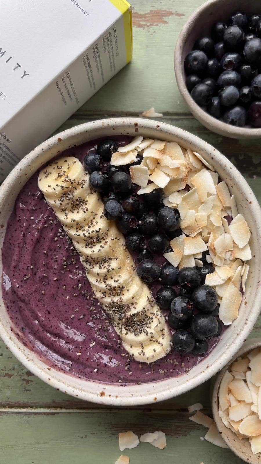 Video showing recipe for Energy & Focus Blueberry bowl.